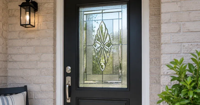technician replacing a cracked decorative glass panel in Tillsonburg