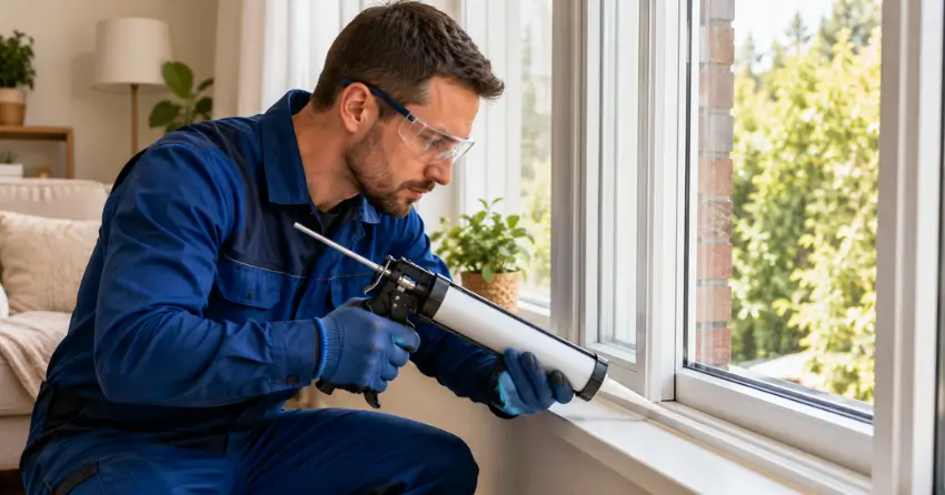technician repairing window seal and frame in Eden, Tillsonburg